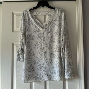 LOFT Floral V-Neck Blouse